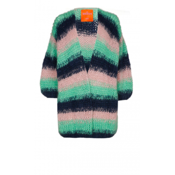 mailles et sweats cardigan ss22m4000 ch old pink /apple green/navy Les tricots d'O